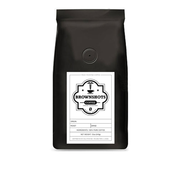Flavored Coffees Sample Pack: French Vanilla, Hazelnut, Cinnabun, Caramel, Mocha, Cinnamon Hazelnut - Brown Shots Coffee