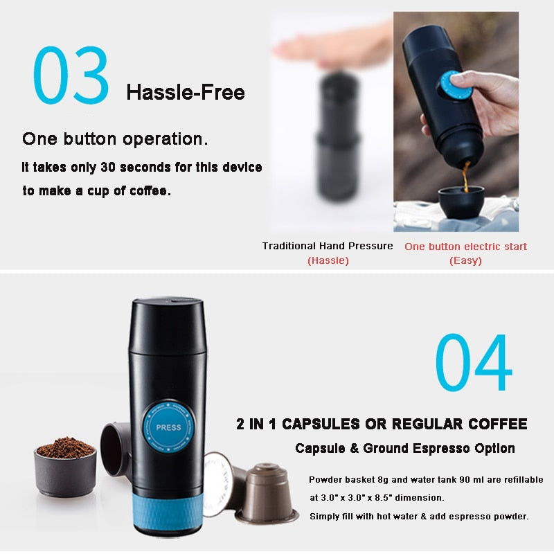 2 IN 1 CAPSULE & GROUND MINI ESPRESSO - Brown Shots Coffee