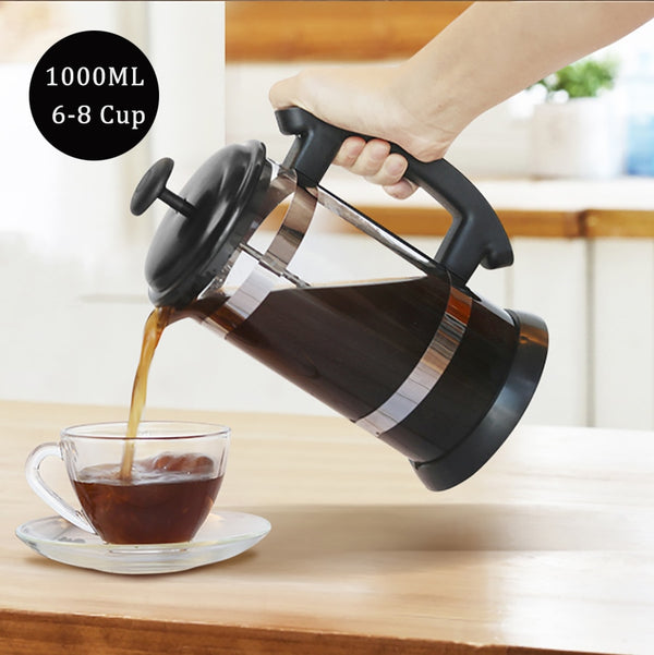 French Press Coffee/Tea Brewer Coffee Pot - Brown Shots Coffee
